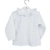 White blouse embroidered batiste