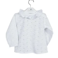 White blouse embroidered batiste