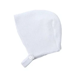 White knit baby bonnet