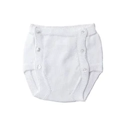 White knitting baby bloomer with buttons