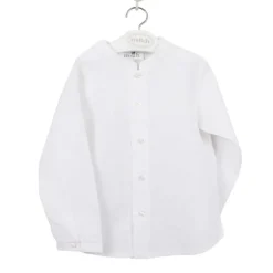 White linen mao collar shirt. Long sleeve