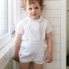 White linen short with braces