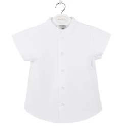 White mao collar shirt short sleeves